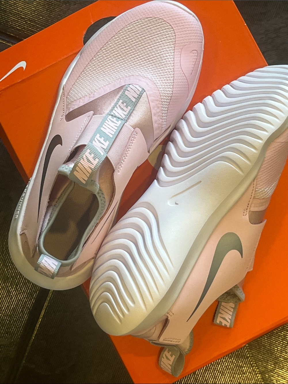 Nike Slip-On Athletic Shoes - Light Pink with Silver Swoosh